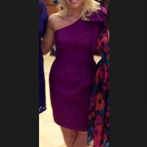 Trina Turk silk one shoulder bow dress